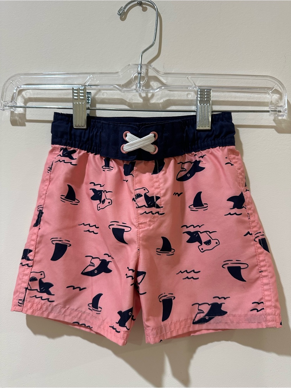 Cat & Jack Shark Swim Trunks 18M Pink Navy Toddler Boys